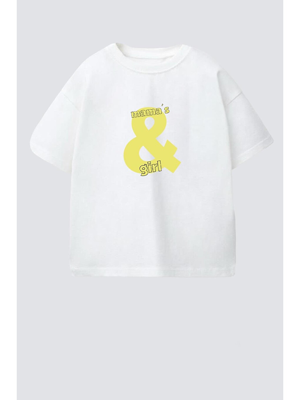 Ekru Kız Çocuk Bisiklet Yaka Baskılı Tshirt