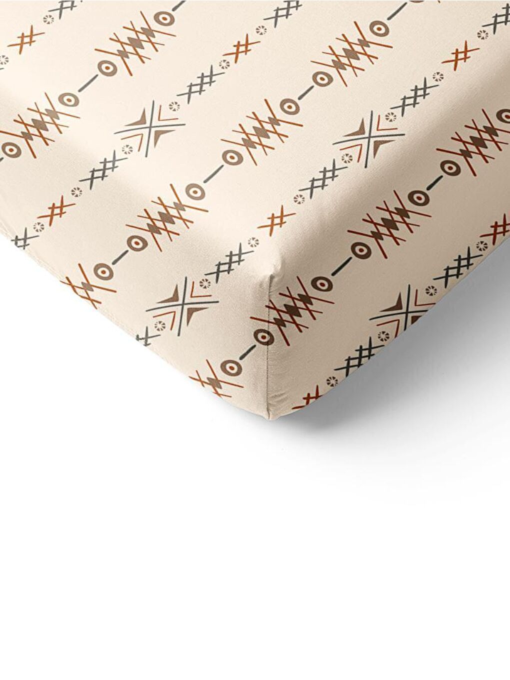 Karışık Etnik Desen Baskılı Tek Kişilik Lastikli Çarşaf Seti Renkli-1