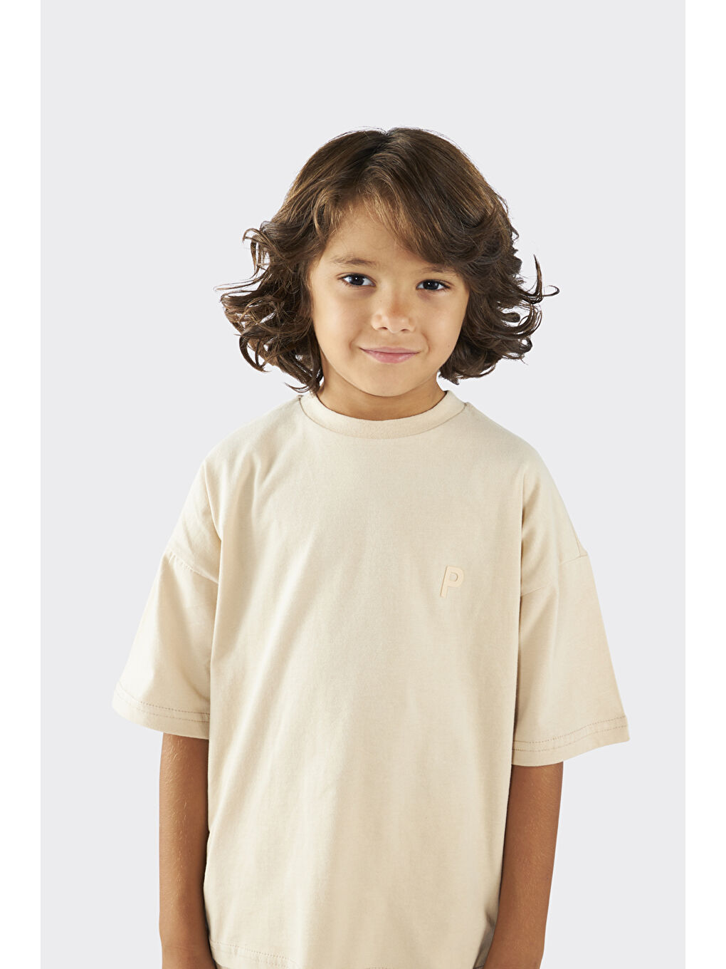 Unisex Çocuk Kısa Kollu Bej Tişört-4