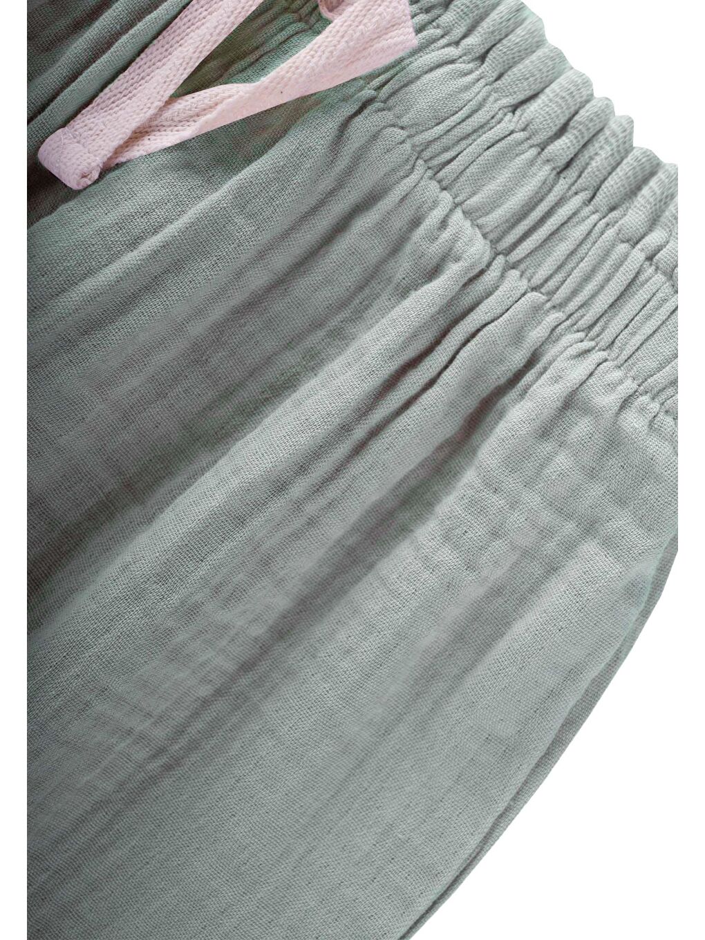 Yeşil Kız Çocuk Fırfır Müslin Pantolon-2