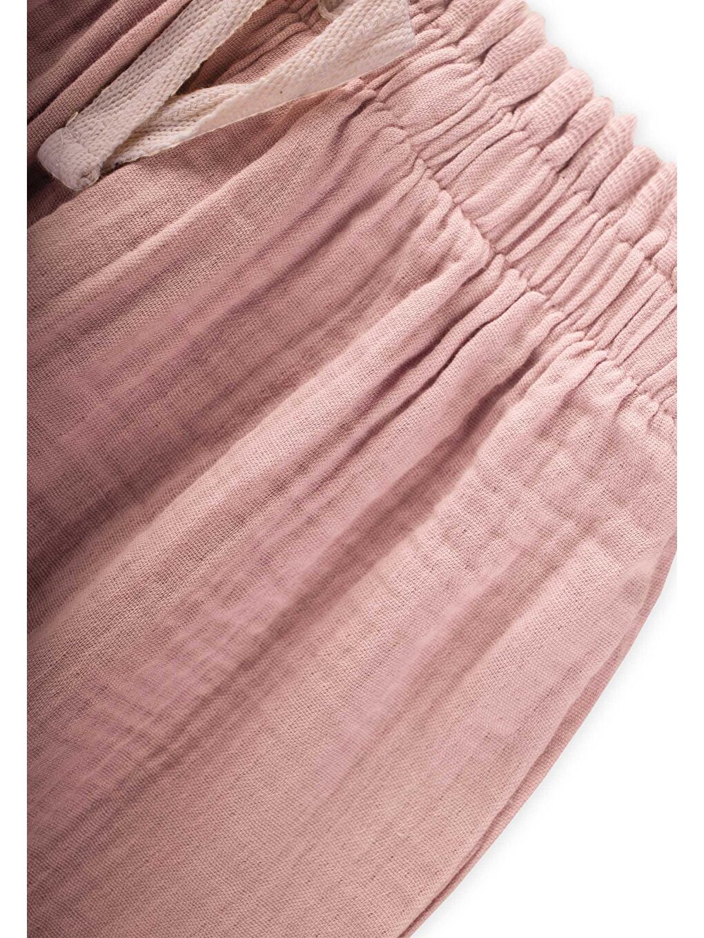 Pembe Kız Çocuk Fırfır Müslin Pantolon-2