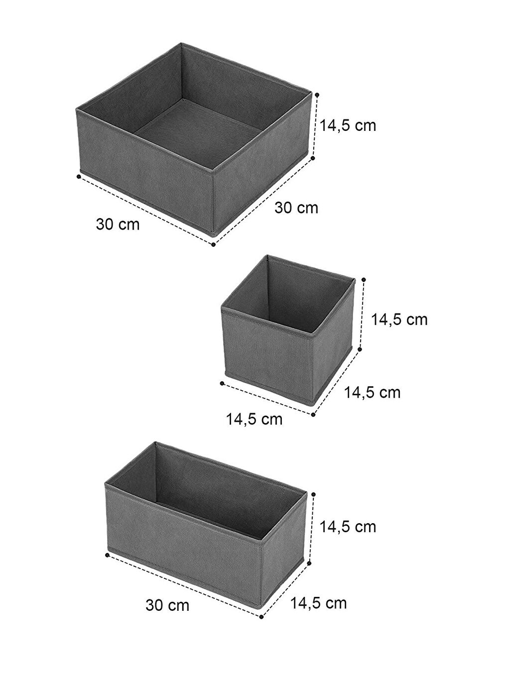 Renksiz 4'lü Çekmece İçi Düzenleyici Kutu Seti - Antrasit Dolap İçi Organizer Saklama Kutusu-2
