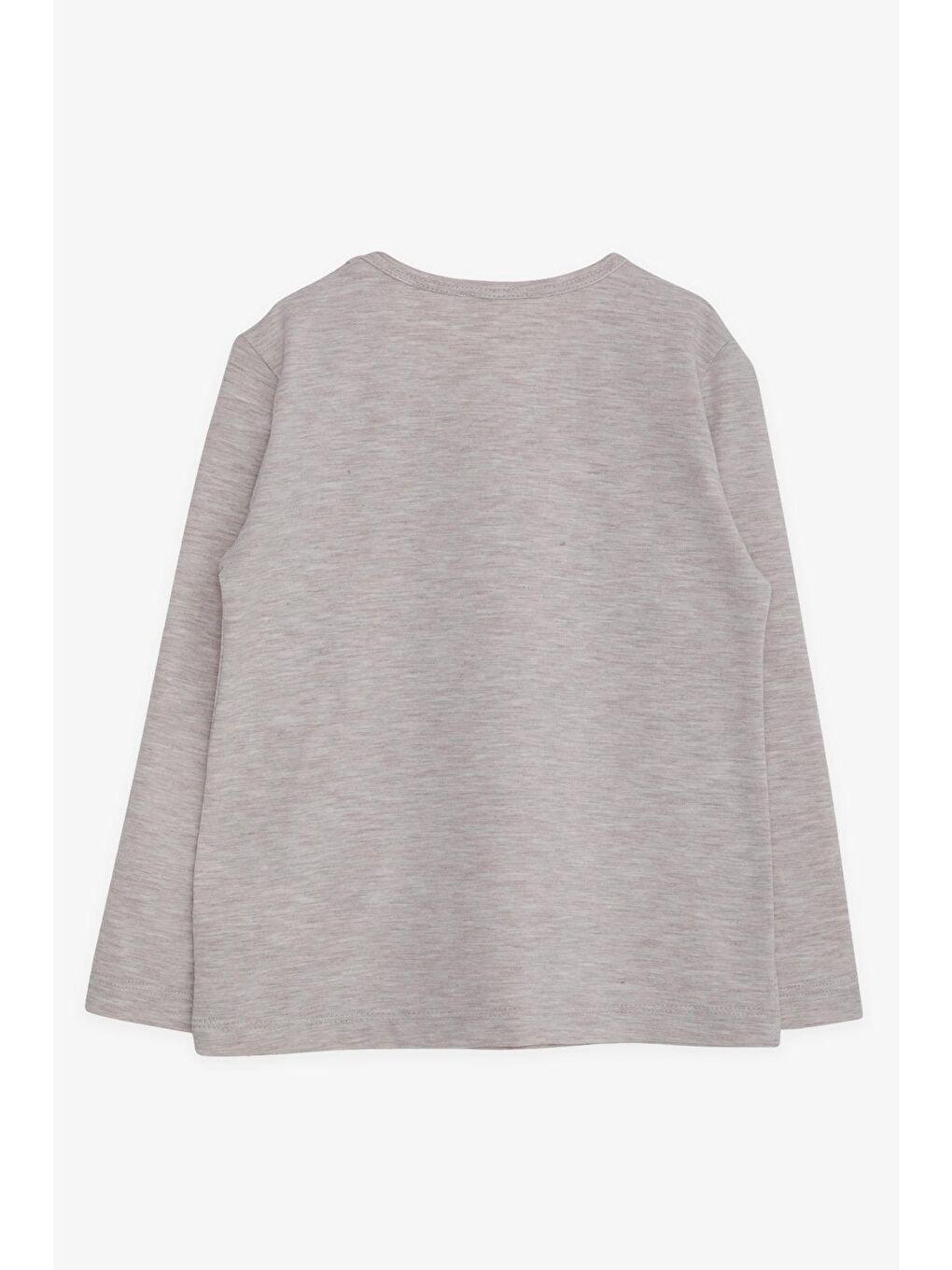 Kız Çocuk Uzun Kollu Tişört Sevimli Aycık Baskılı Bej Melanj (2-6 Yaş)