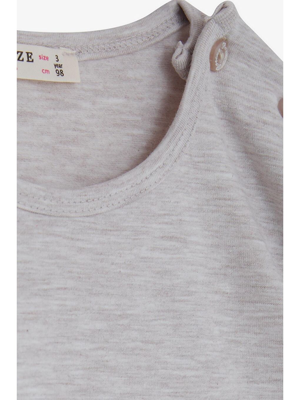 Kız Çocuk Uzun Kollu Tişört Sevimli Aycık Baskılı Bej Melanj (2-6 Yaş)-2