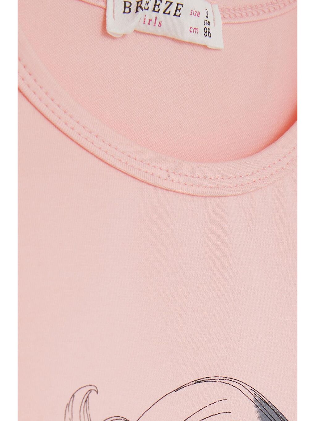 Pembe Kız Çocuk Uzun Kollu Tişört Pullu Kalp Baskılı Somon (2-5 Yaş)-3