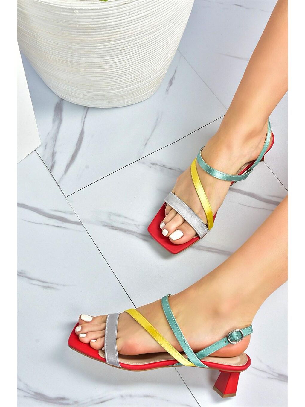 M5180675 Kırmızı/Yeşil Kadın Topuklu Ayakkabı