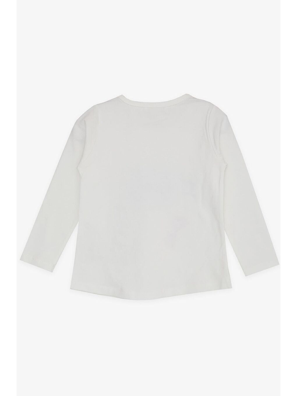 Kız Çocuk Uzun Kollu Tişört Pullu Kalp Baskılı Ekru (2-6 Yaş)-1