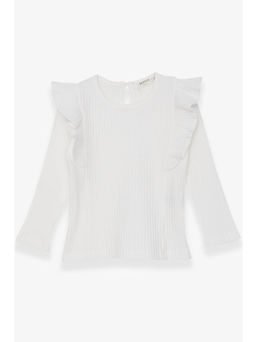 Kız Çocuk Uzun Kollu Bluz Omuzu Fırfırlı Beyaz (1.5-5 Yaş)