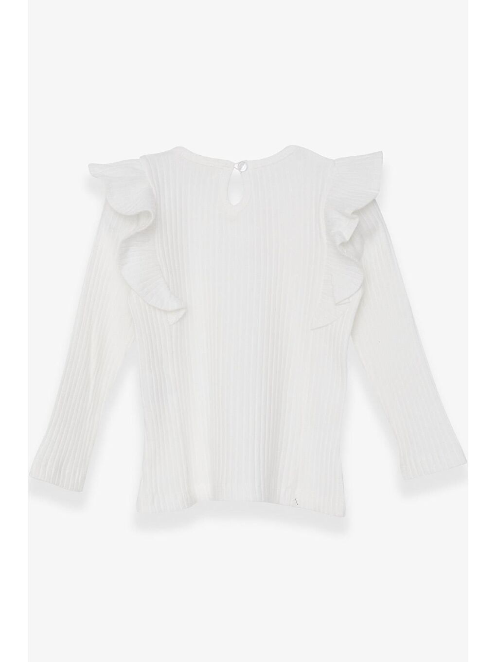 Kız Çocuk Uzun Kollu Bluz Omuzu Fırfırlı Beyaz (1.5-5 Yaş)-1