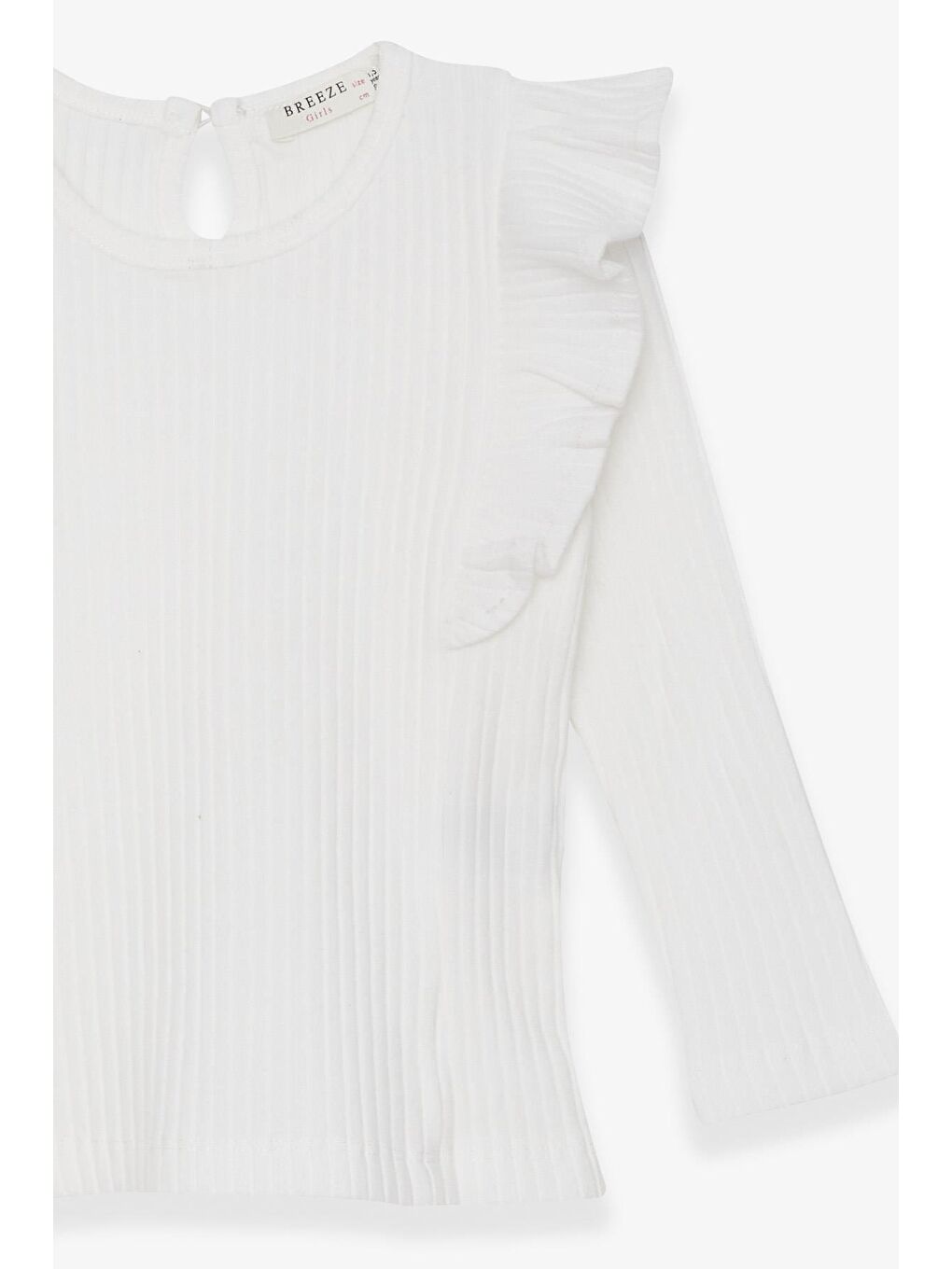 Kız Çocuk Uzun Kollu Bluz Omuzu Fırfırlı Beyaz (1.5-5 Yaş)-2