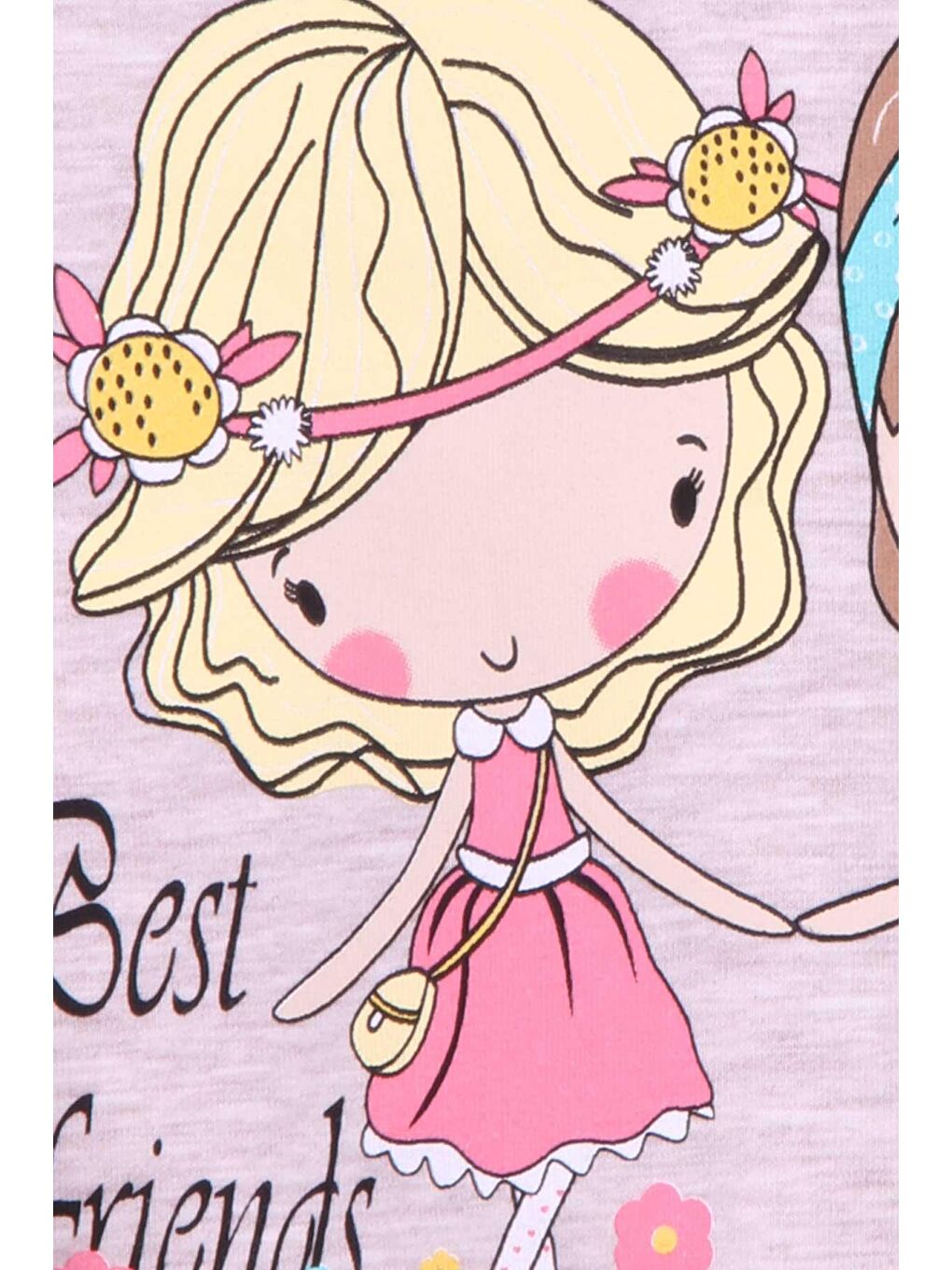 Kız Çocuk Uzun Kollu Tişört Kız Çocuk Baskılı Bej Melanj (1-4 Yaş)-2