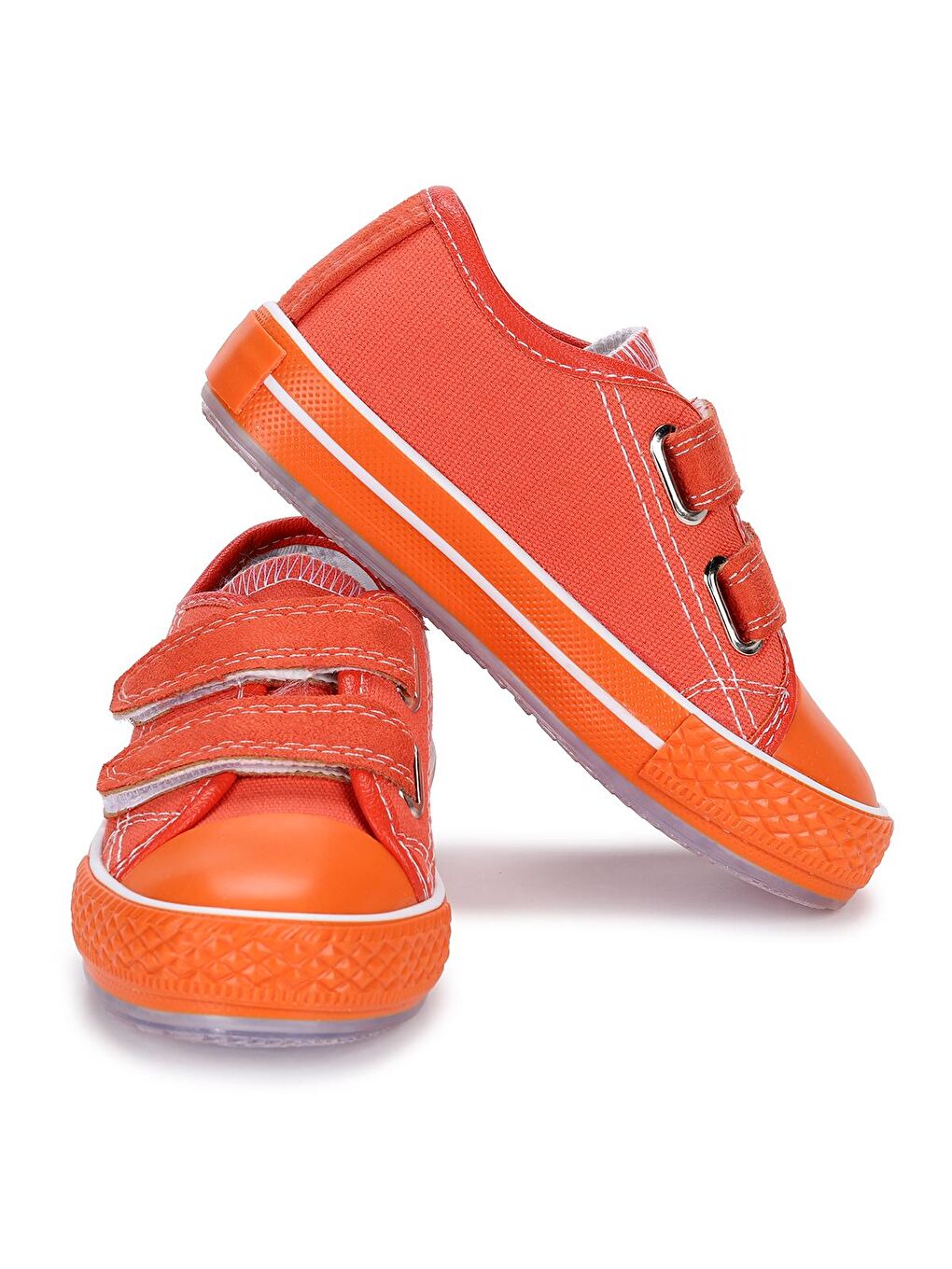 Turuncu Renkli Sargı Işıklı Kız/Erkek Çocuk Keten Spor Ayakkabı Alf 133-1