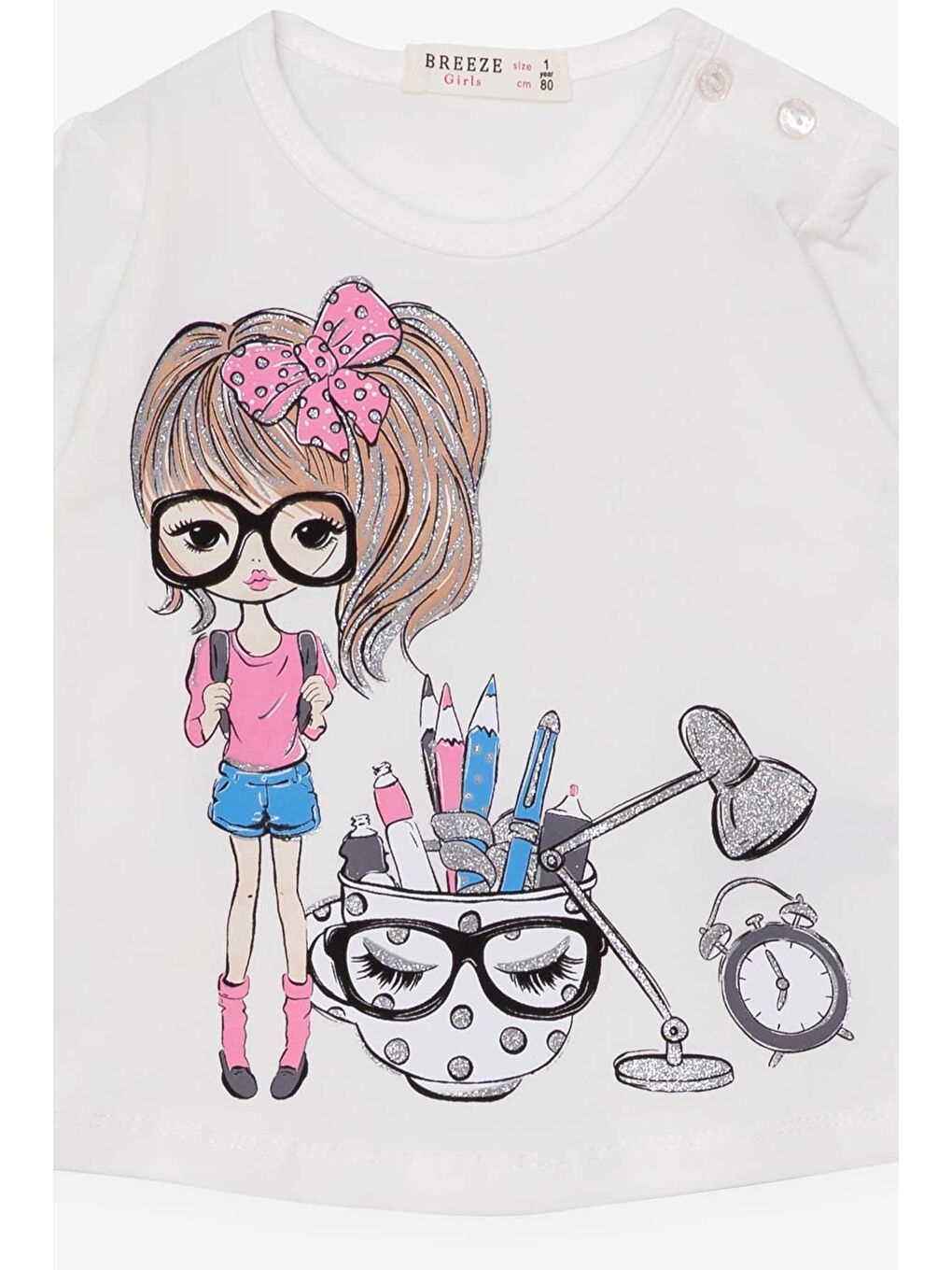 Kız Çocuk Uzun Kollu Tişört Ressam Kız Baskılı Ekru (1-3 Yaş)-1