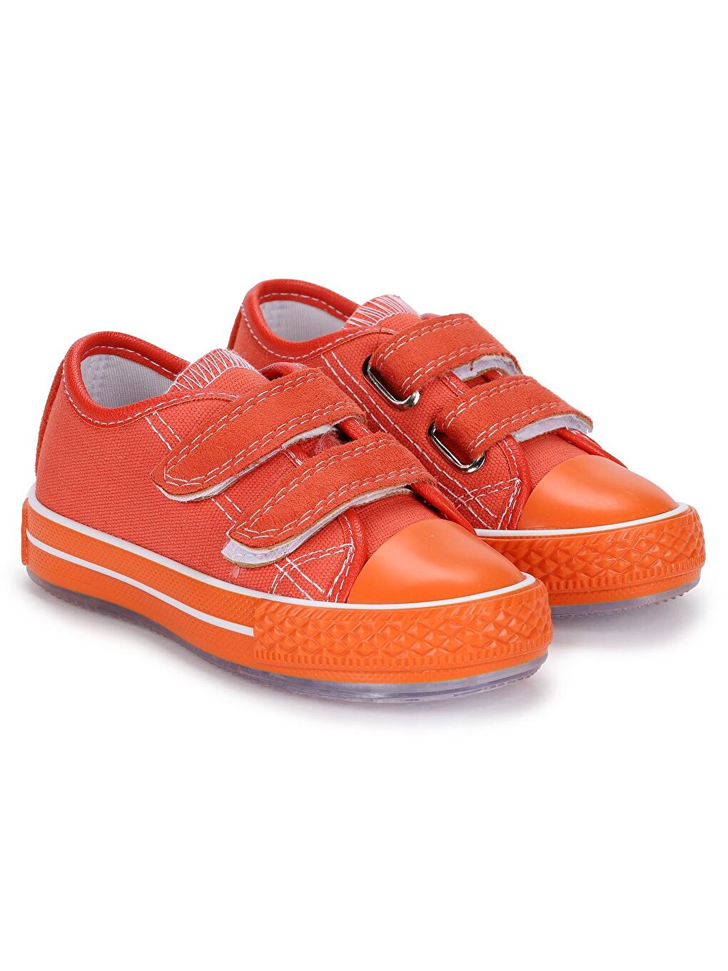 Turuncu Renkli Sargı Işıklı Kız/Erkek Çocuk Keten Spor Ayakkabı Alf 133-2