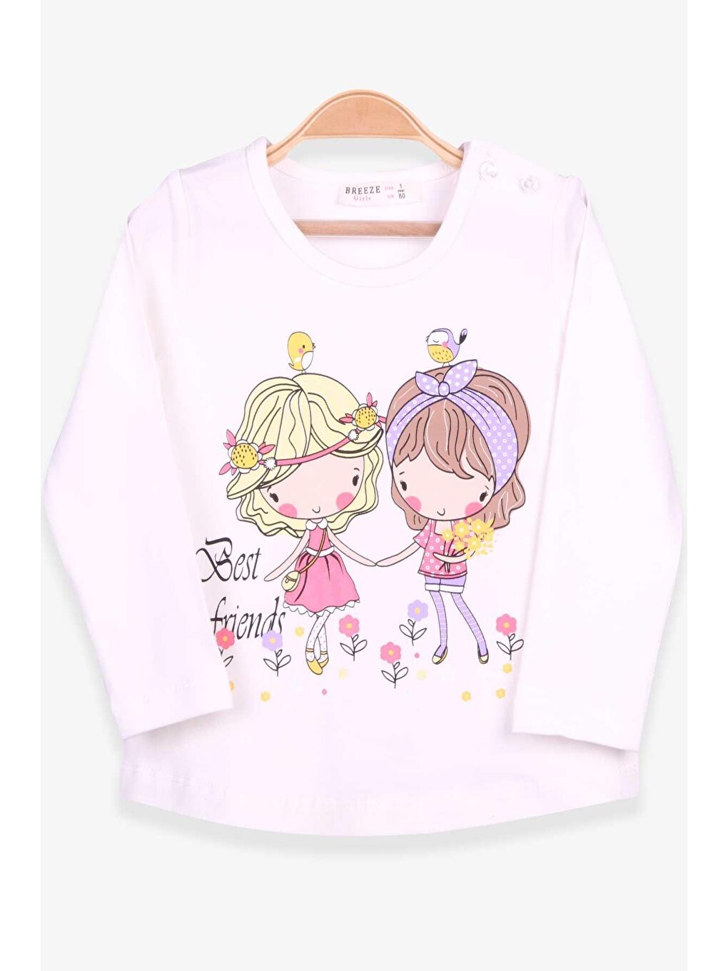 Kız Çocuk Uzun Kollu Tişört Kız Çocuk Baskılı Ekru (1-4 Yaş)