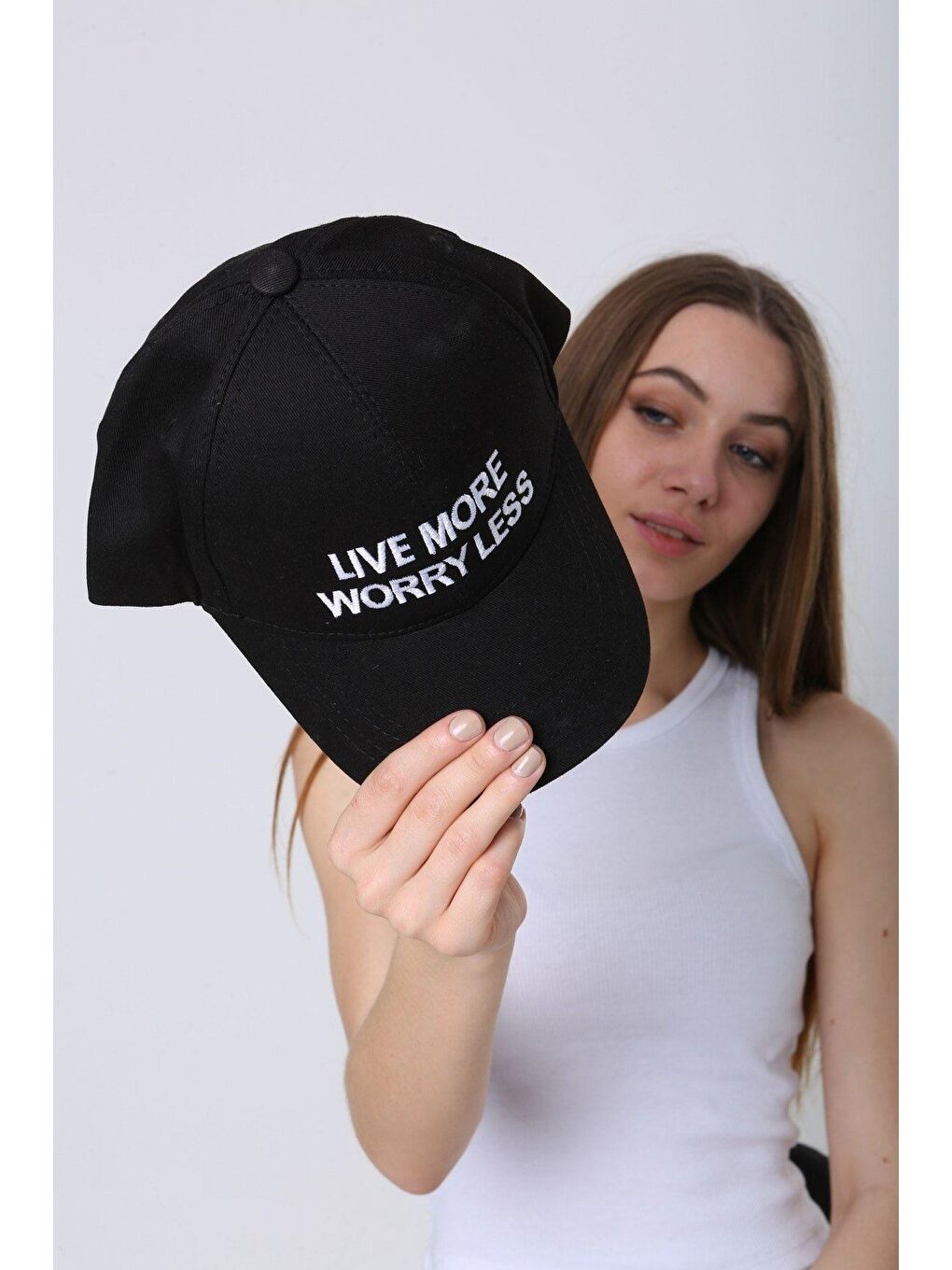 Luminos Butik Unisex Siyah Live More Nakışlı Beyzbol Kep Şapka Spk94 - 5
