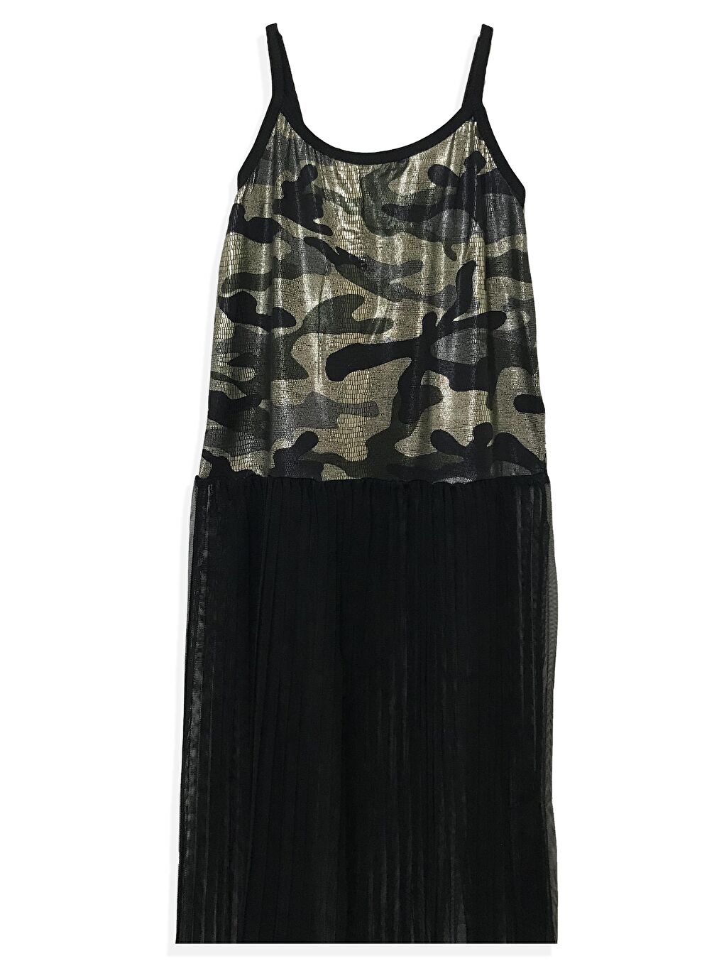 Karışık Kız Çocuk Kamuflaj Piliseli Astarsız Tül Elbise