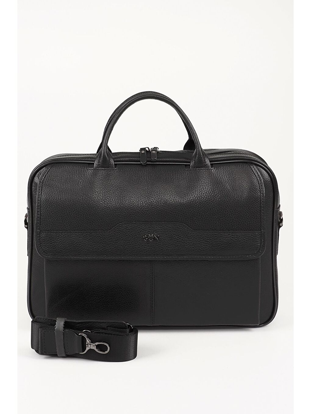 Siyah Hakiki Deri Unisex Büyük Boy Evrak Çantası B0623-1