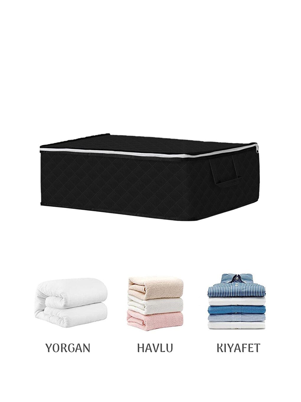 Çekyat Baza Tipi Hurç - Baza Altı Büyük Boy Saklama Hurcu 64 x 45 x 22 cm Siyah-1