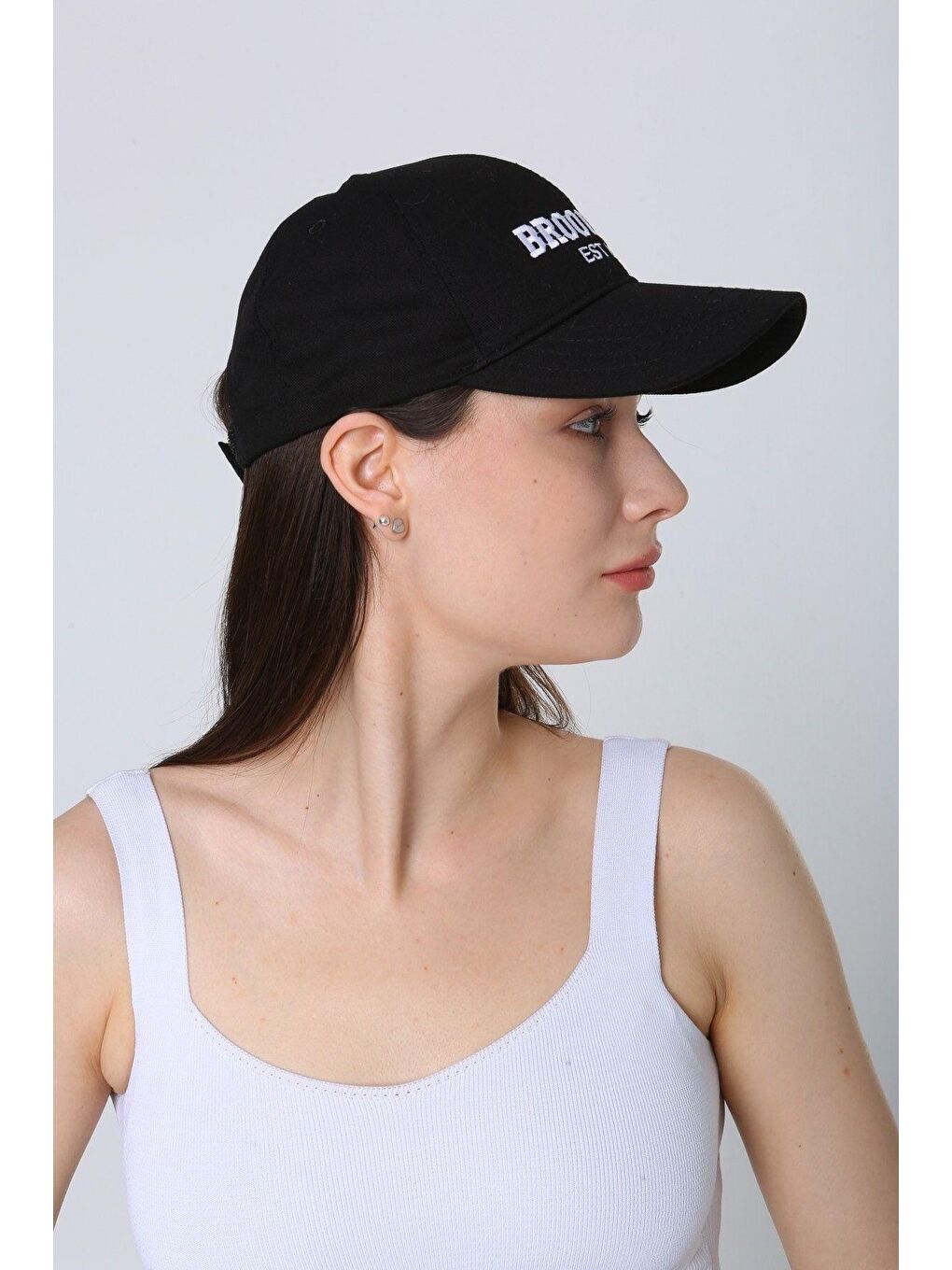 Unisex Siyah Brooklyn Nakışlı Beyzbol Kep-3