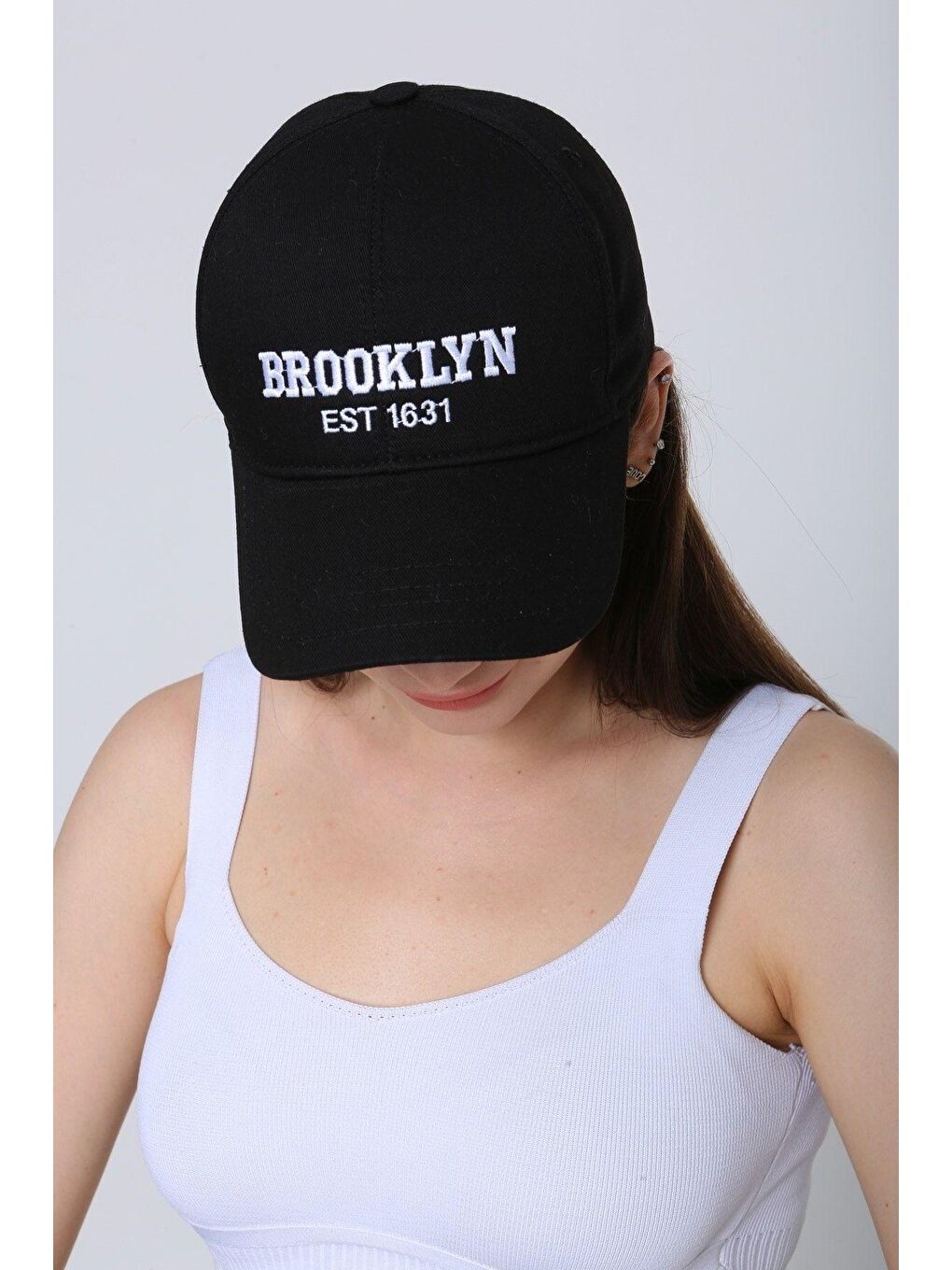 Unisex Siyah Brooklyn Nakışlı Beyzbol Kep-4