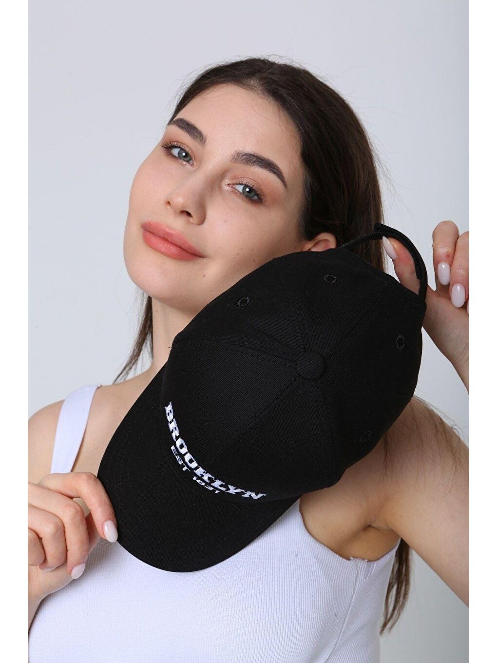 Unisex Siyah Brooklyn Nakışlı Beyzbol Kep-5