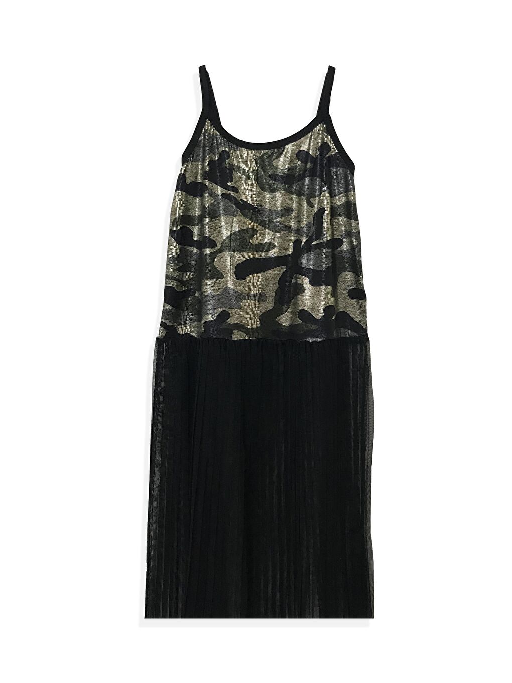 Karışık Kız Çocuk Kamuflaj Piliseli Astarsız Tül Elbise-1