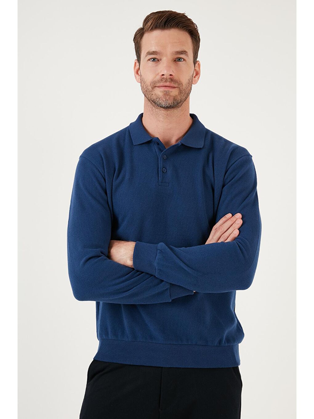 Buratti Saks Pamuk Karışımlı Regular Fit Polo Yaka Kazak 456223 - 2