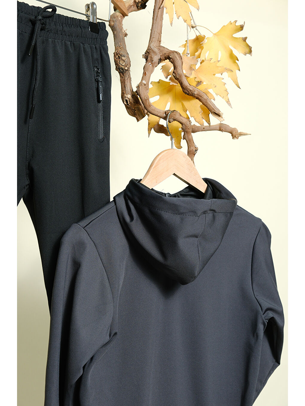 Gri Unısex Dalgıç Kumaş Kapüşonlu Eşofman Takımı ESF 600-7