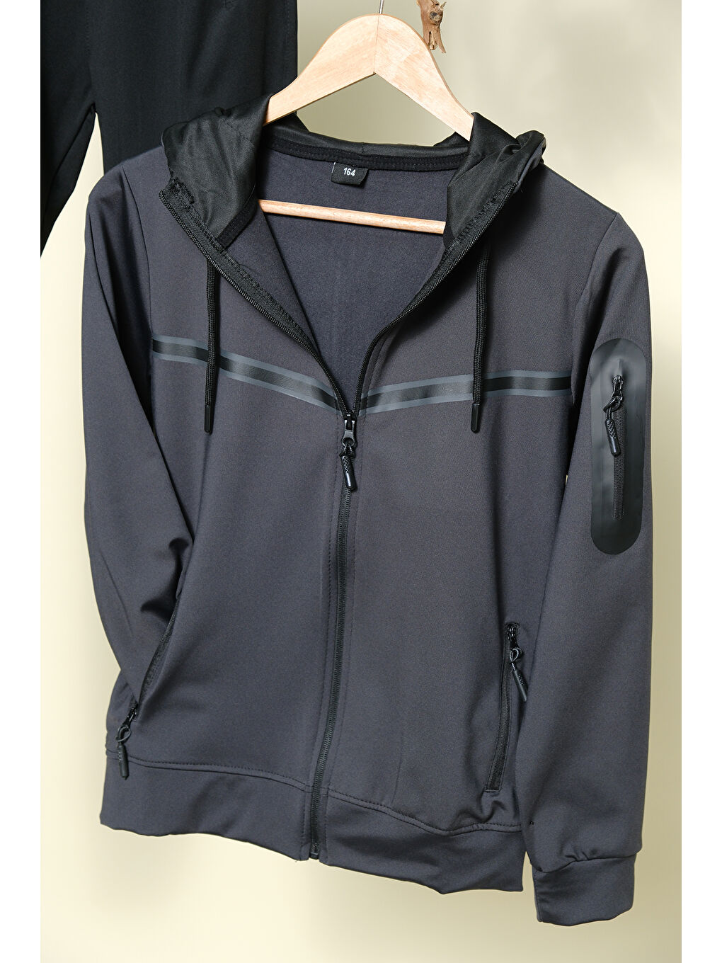 Gri Unısex Dalgıç Kumaş Kapüşonlu Eşofman Takımı ESF 600-8