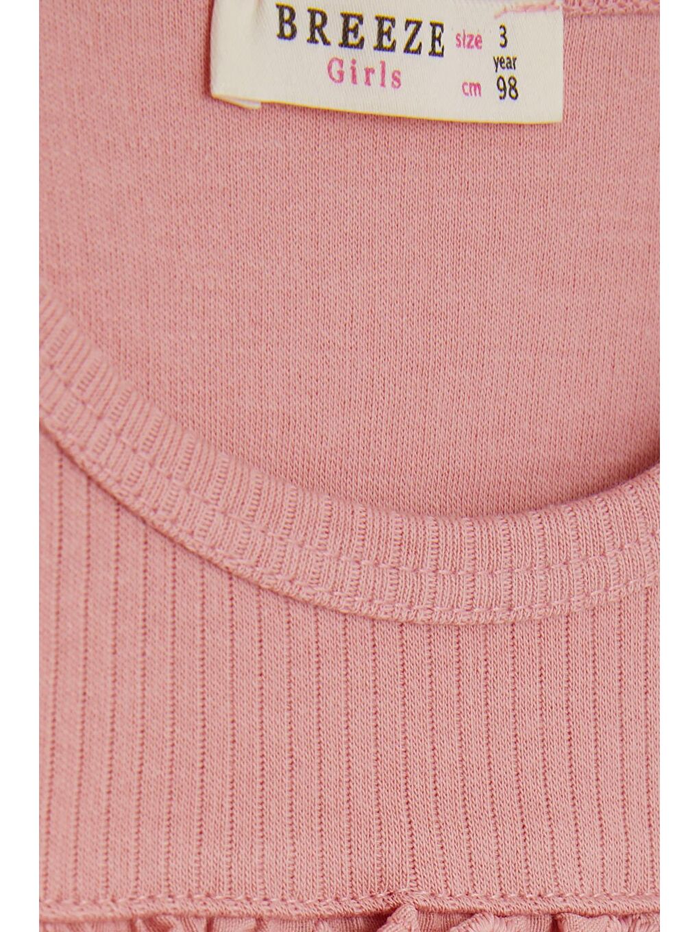 Pembe Kız Çocuk Uzun Kollu Tişört Güpürlü Gülkurusu (1-3 Yaş)-1