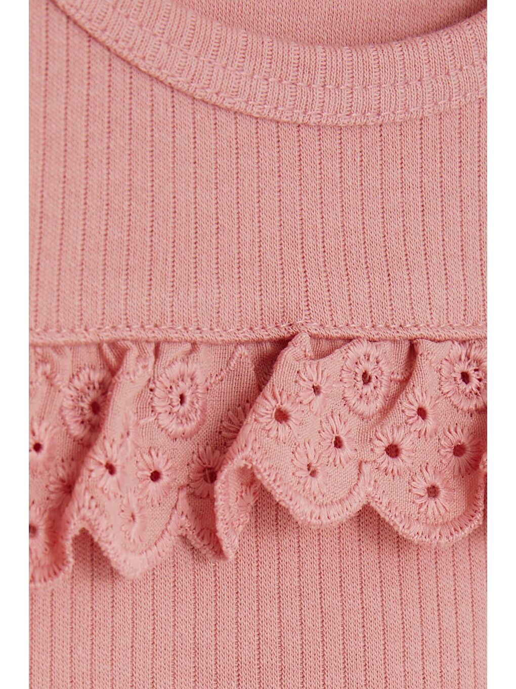 Pembe Kız Çocuk Uzun Kollu Tişört Güpürlü Gülkurusu (1-3 Yaş)-2