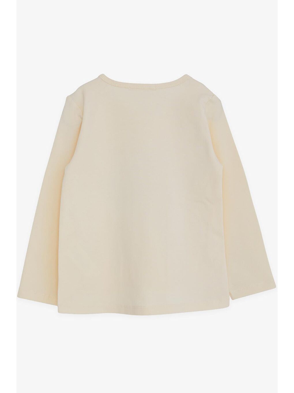 Ekru Kız Çocuk Uzun Kollu Tişört Pullu Kız Baskılı Krem (2-3 Yaş)-2