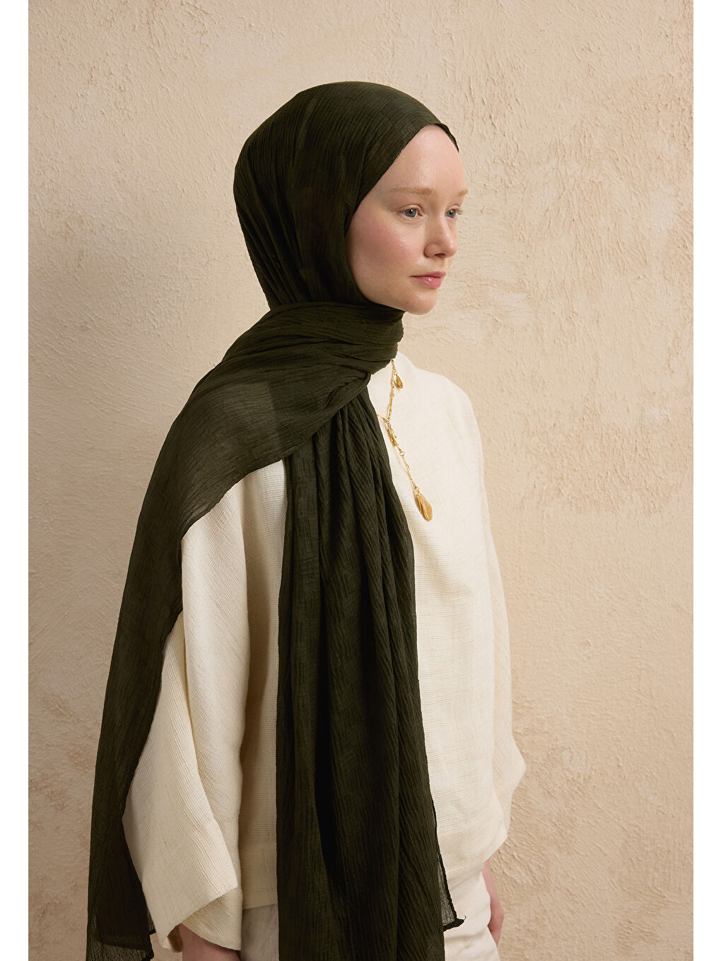 Modal Damalı Şal Asker Yeşili-1