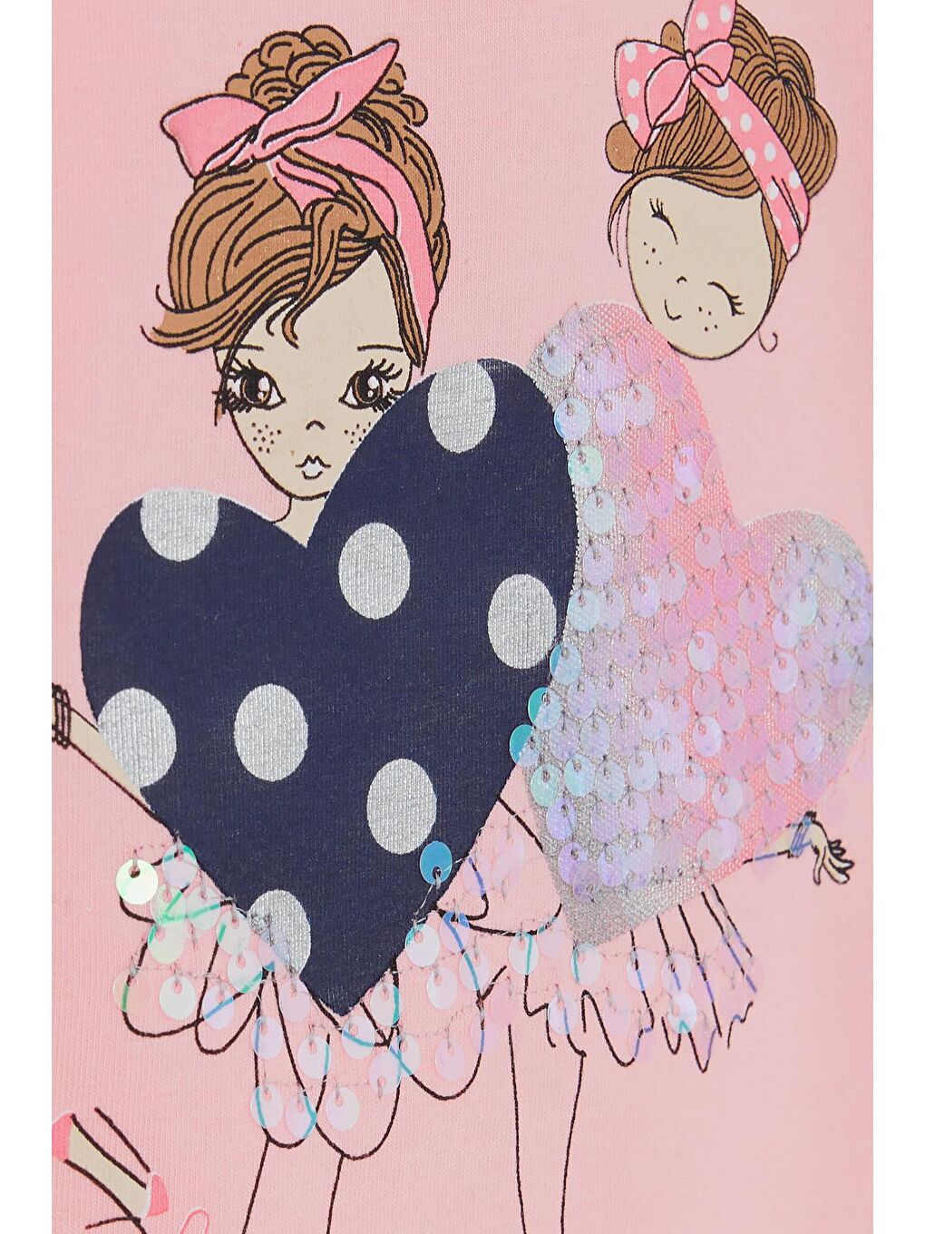 Kız Çocuk Uzun Kollu Tişört Pullu Kız Baskılı Pembe (2-5 Yaş)-3