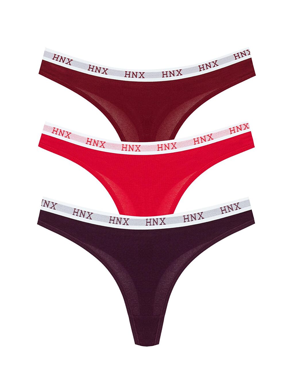 Bordo Pamuklu Beli Lastikli Basic Kadın Tanga Külot 3'lü