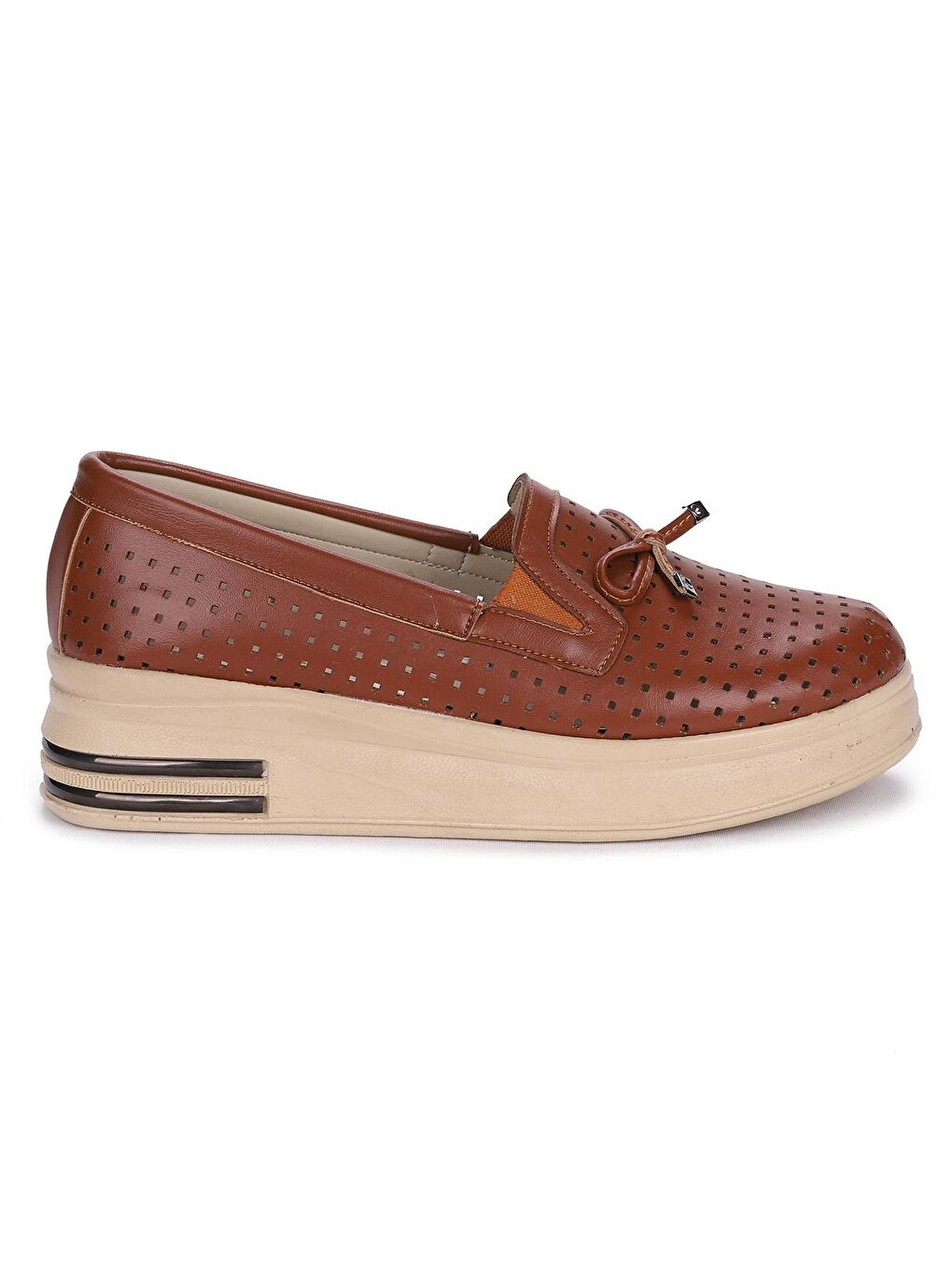 Kahverengi Bıyık Lazerli Günlük Kadın Babet Ayakkabı Cns 3074-3