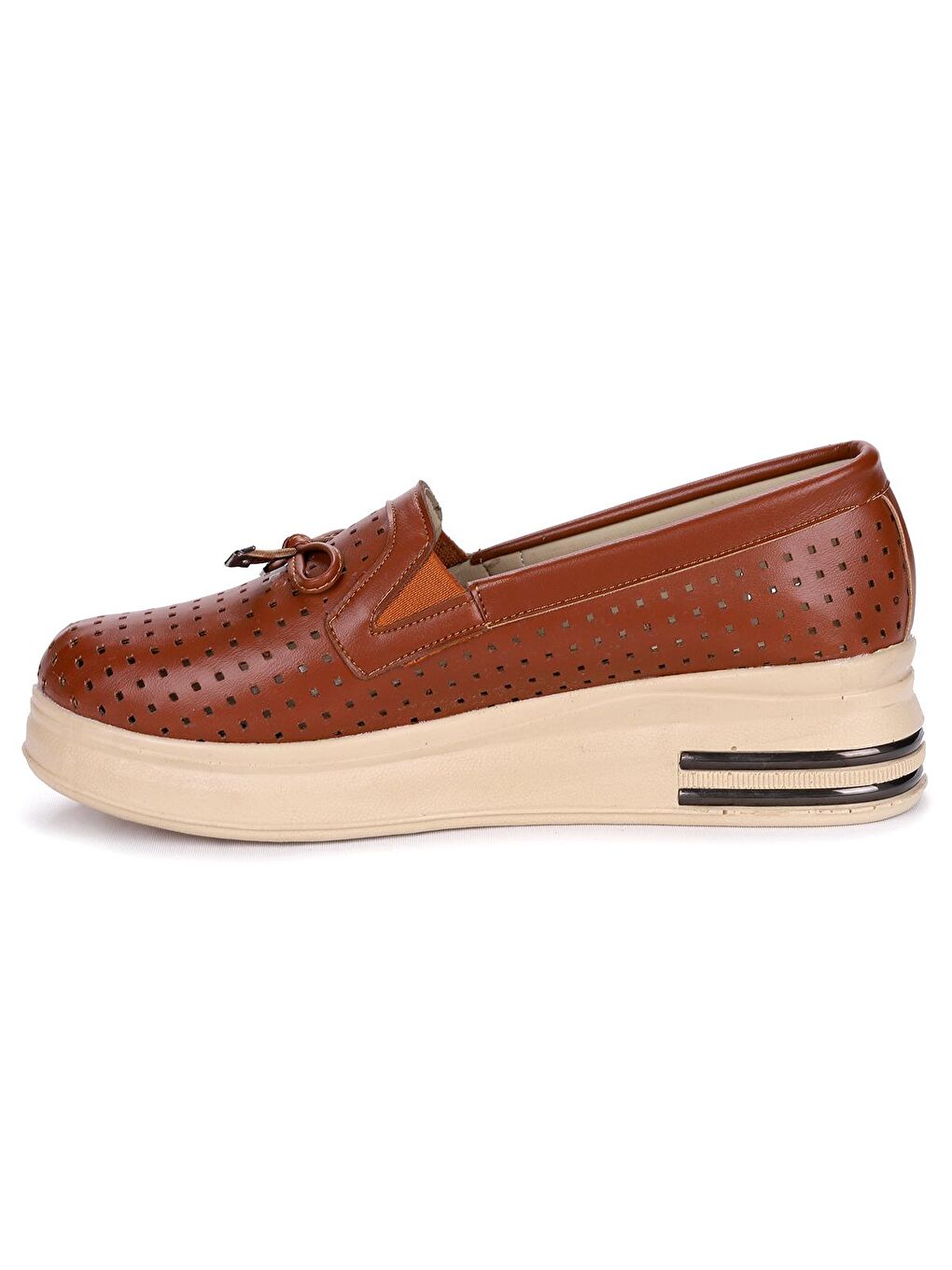 Kahverengi Bıyık Lazerli Günlük Kadın Babet Ayakkabı Cns 3074-4