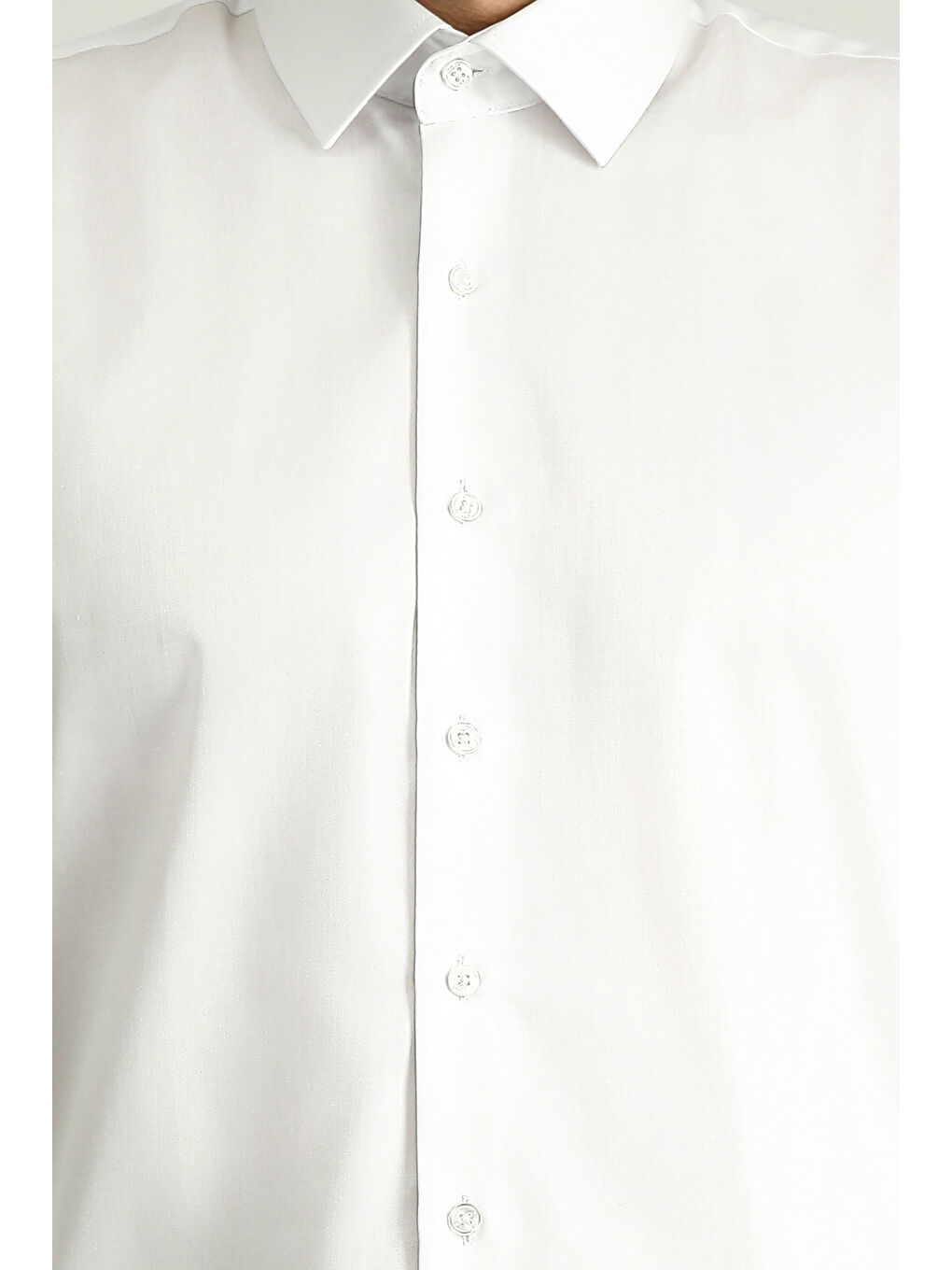 Beyaz Uzun Kol Slim Fit Dar Kesim Klasik Non Iron Saten Pamuklu Gömlek-4