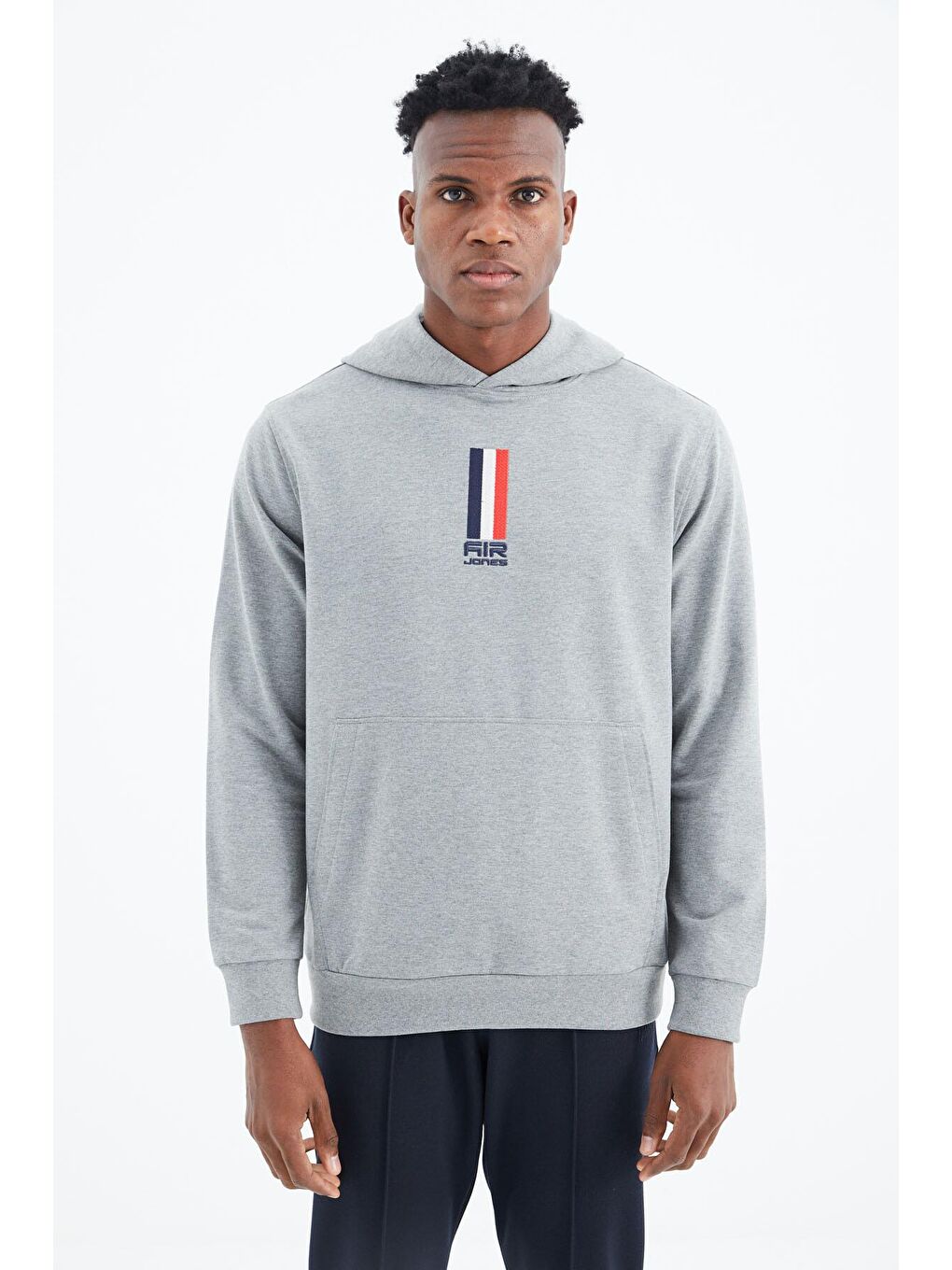 AIR JONES Harvey Gri Melanj Kapüşonlu Sweatshirt - 88309