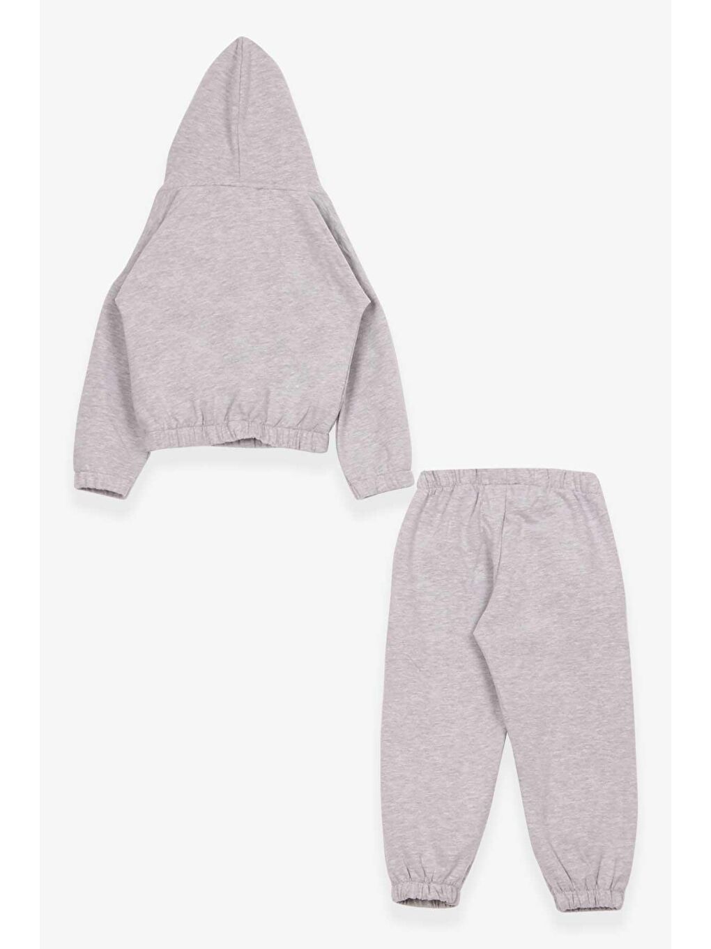 Kız Çocuk Eşofman Takımı Beli Lastikli Açık Gri Melanj (3-6 Yaş)-1