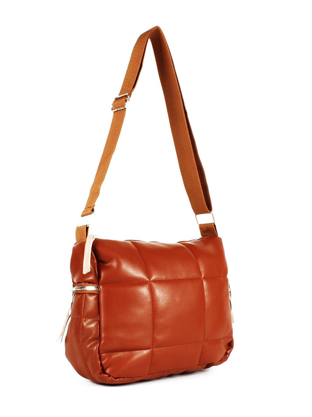 Kahverengi Kadın Kolon Askılı Yan Cepli Kapitoneli Nakışlı Orta Boy Omuz Çantası (1733)