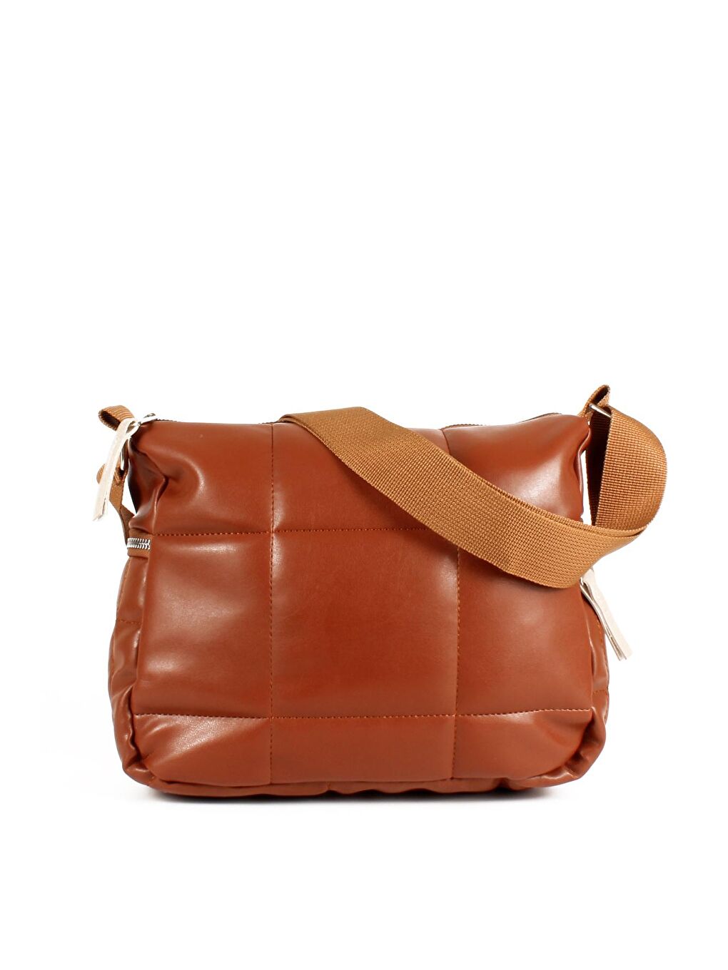 Kahverengi Kadın Kolon Askılı Yan Cepli Kapitoneli Nakışlı Orta Boy Omuz Çantası (1733)-1