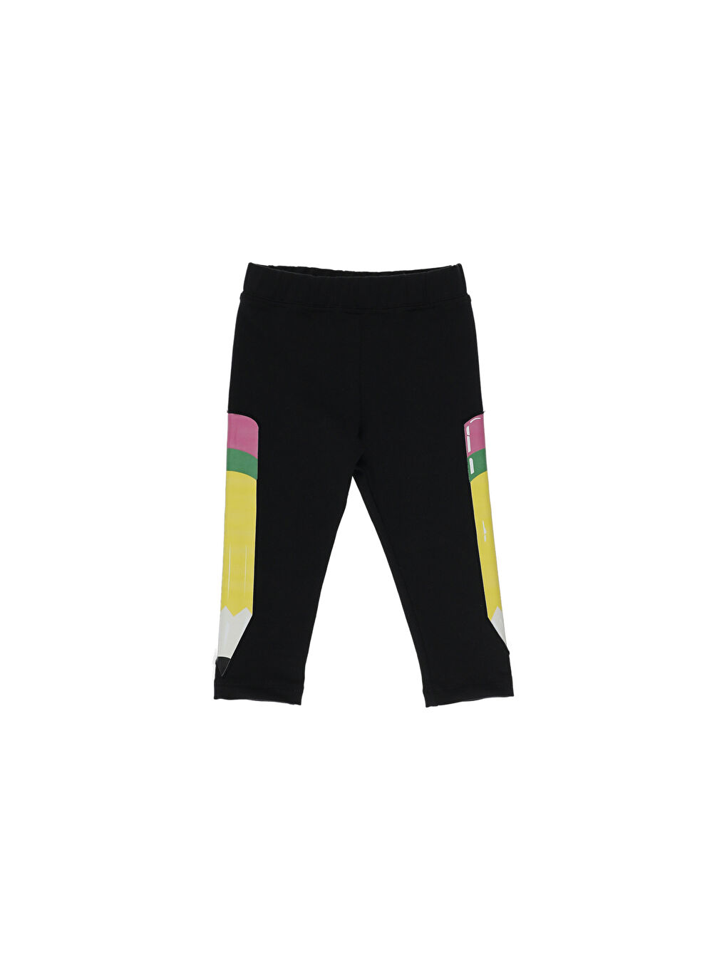 Siyah Kız Çocuk Kalem Baskılı  Tayt-5