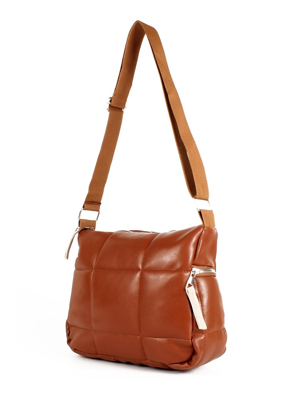 Kahverengi Kadın Kolon Askılı Yan Cepli Kapitoneli Nakışlı Orta Boy Omuz Çantası (1733)-3