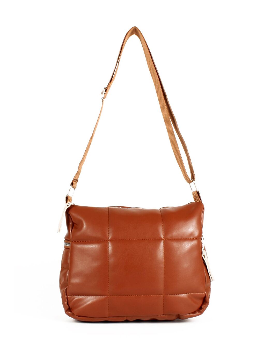 Kahverengi Kadın Kolon Askılı Yan Cepli Kapitoneli Nakışlı Orta Boy Omuz Çantası (1733)-4