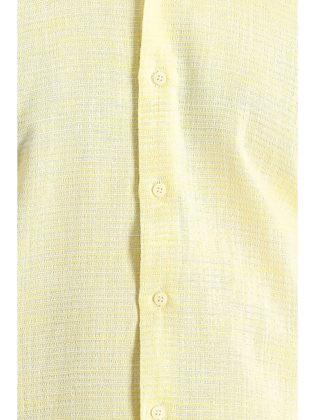Sarı Uzun Kol Slim Fit Dar Kesim Keten Görünümlü Pamuk Spor Düğmeli Yaka Gömlek-4