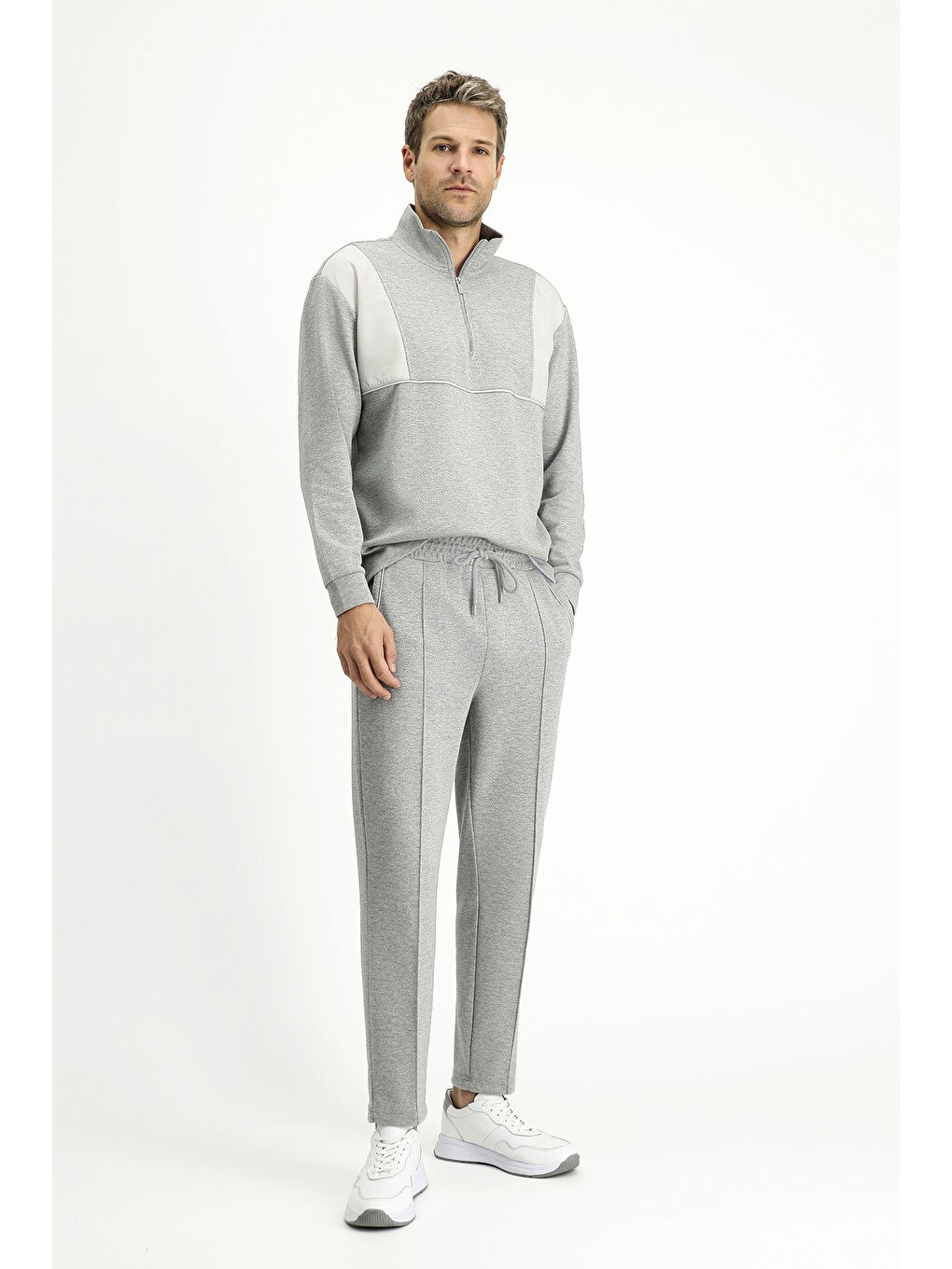 Gri Regular Fit Desenli Pamuklu Sweatpant / Eşofman Altı-2