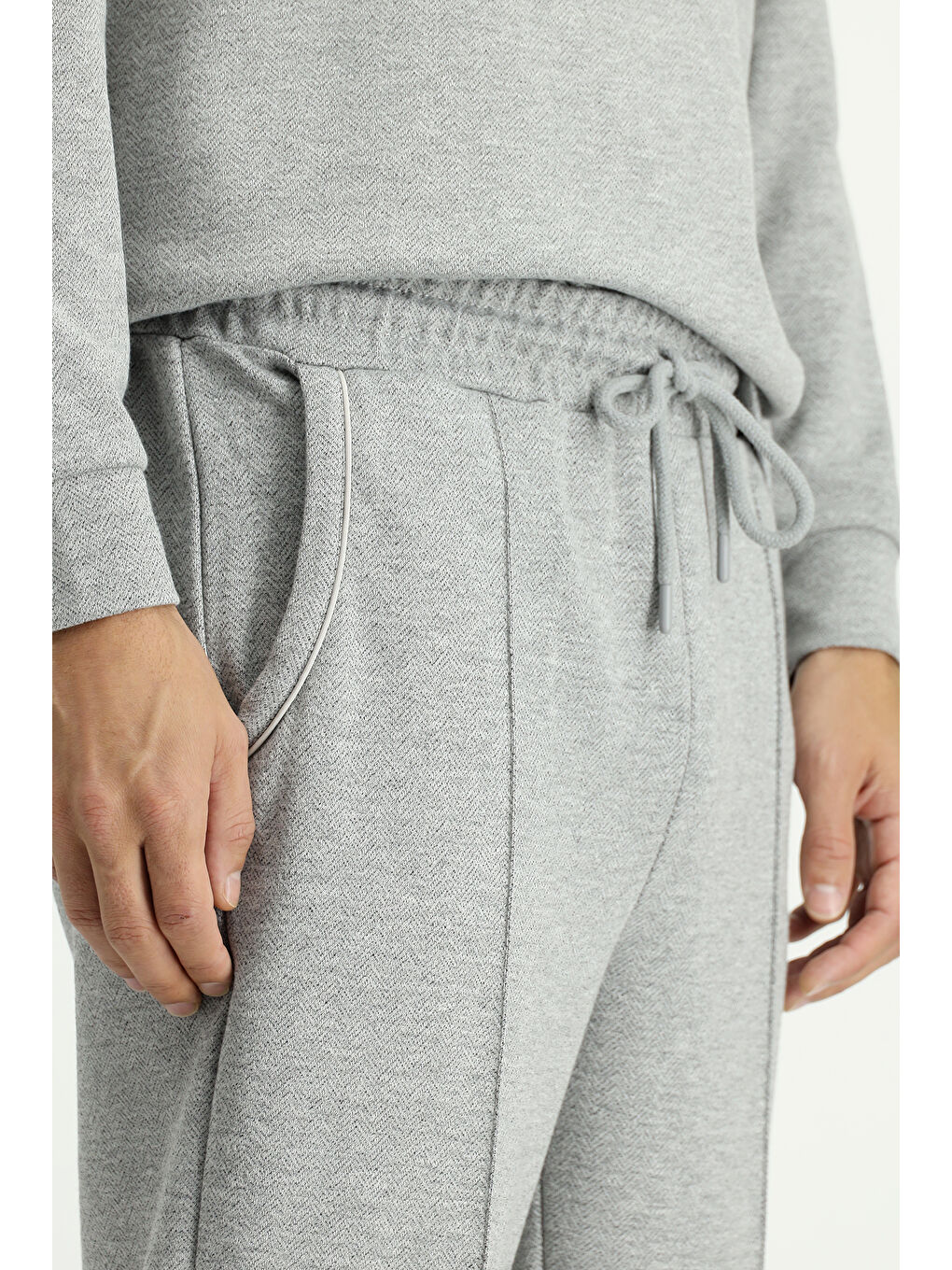 Gri Regular Fit Desenli Pamuklu Sweatpant / Eşofman Altı-3