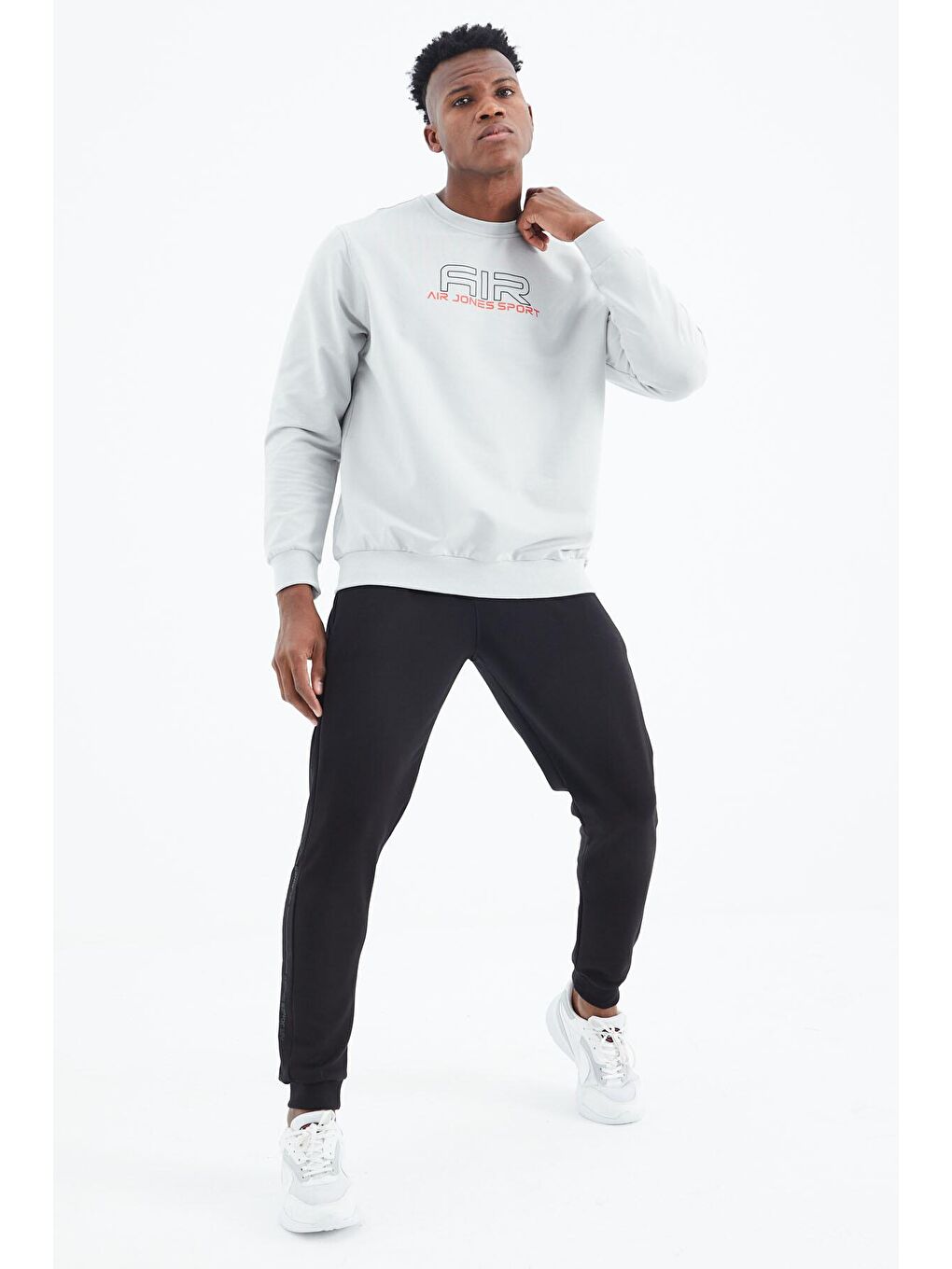 AIR JONES Bej Willy Taş Standart Kalıp Erkek Sweatshirt - 88307 - 1